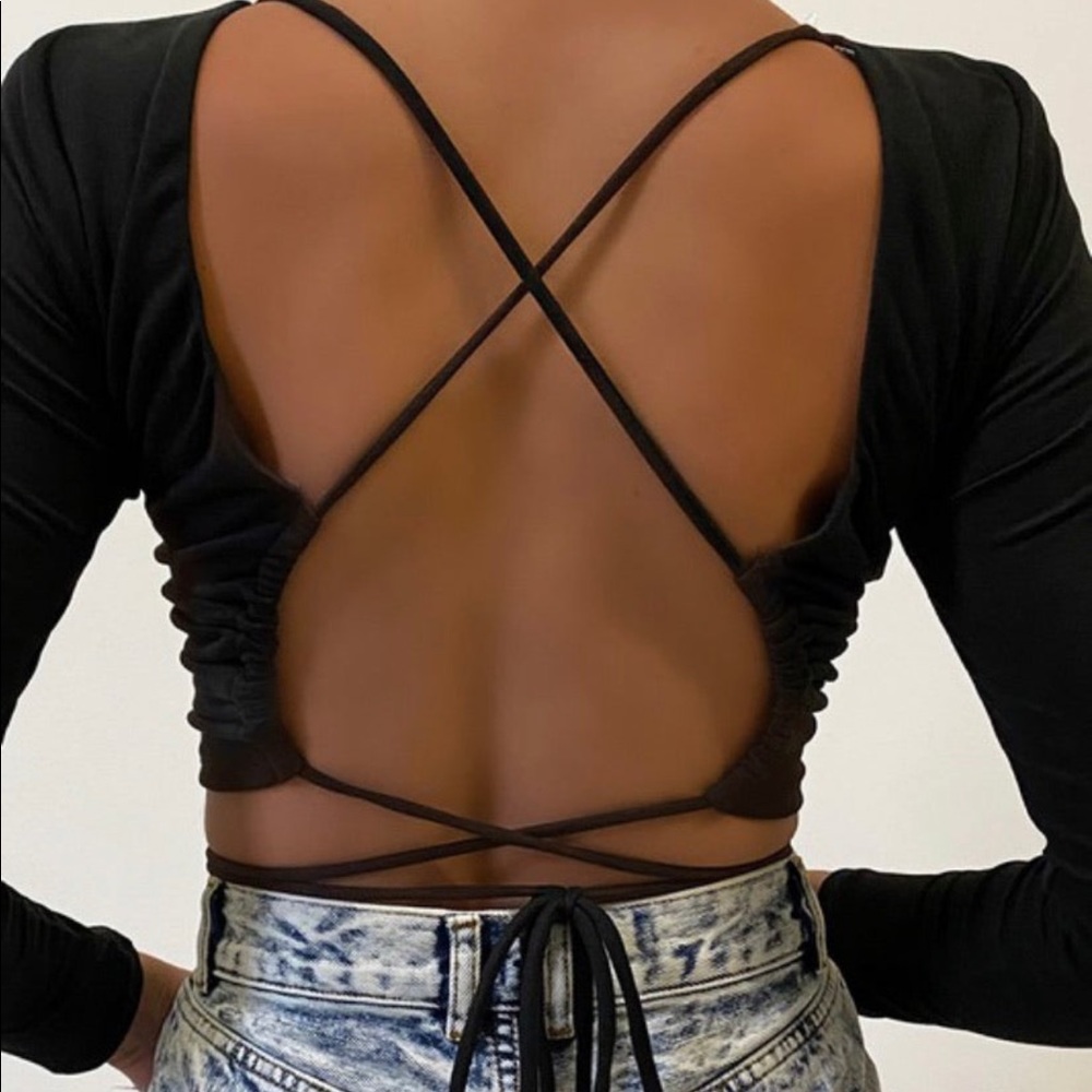 Backless tie up crop top